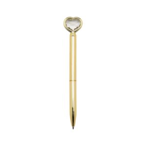Caneta Metal Coração Diamante