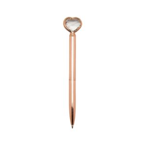 Caneta Metal Coração Diamante